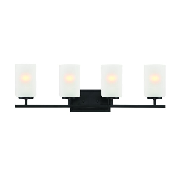 Designers Fountain Carmine 28in 4-Light Matte Black Modern Indoor Vanity Light with Etched Glass Shades D239M-4B-MB - main